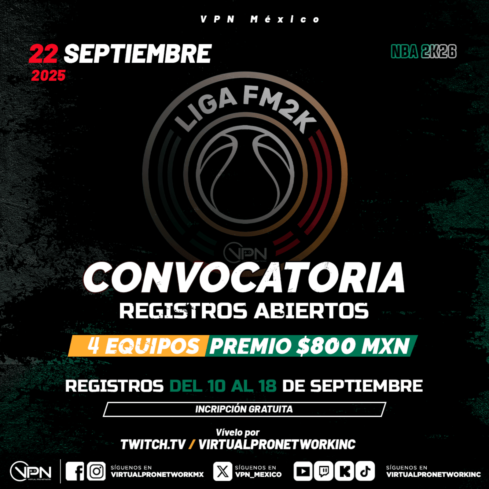 Convocatoria: Registros Mini Torneos NBA 2K26
